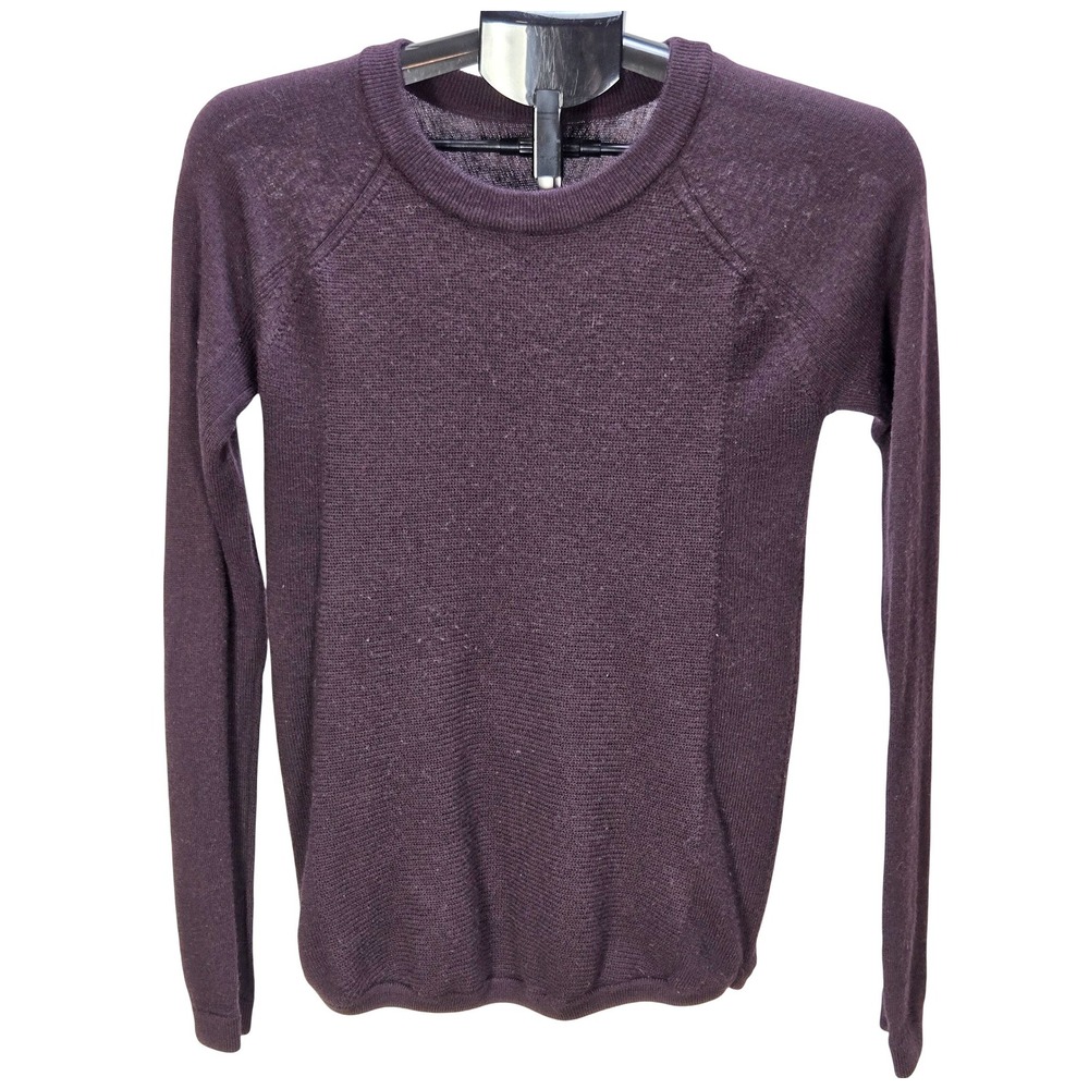 Women's Lululemon Size 4 Purple Simply Wool Black Cherry Crewneck Sweater